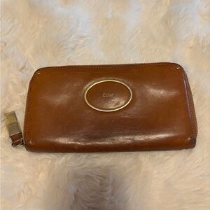 Chloé Brown Leather Zip Wallet